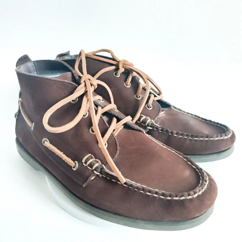 J.Crew Classic Brown Leather Mens Ankle Chukka Boots BA031 Size 9M Preppy Casual